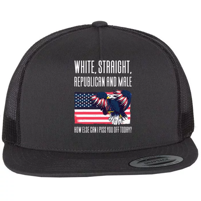 White Straight Republican Male Flat Bill Trucker Hat