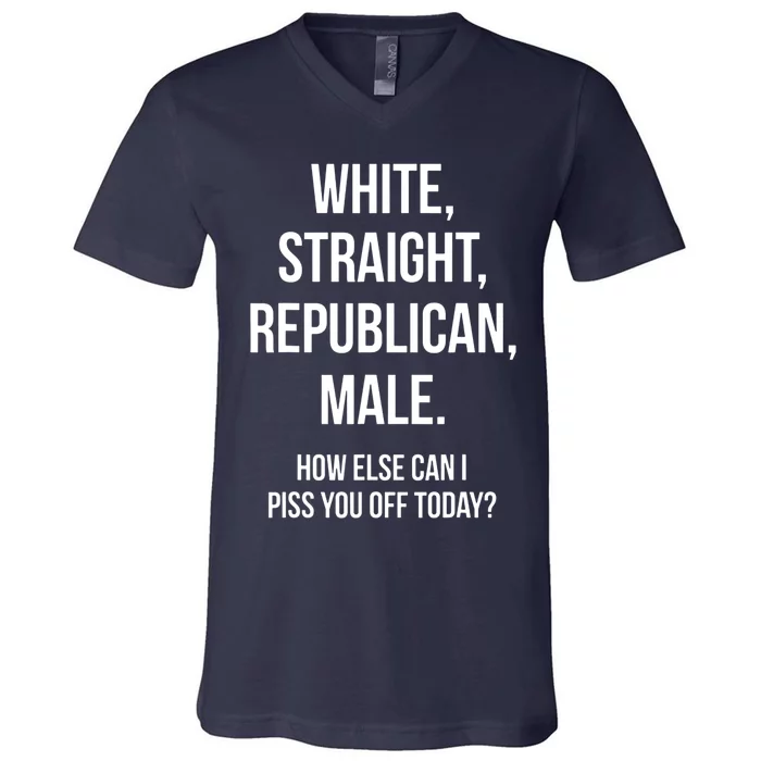 White, Straight, Republican, Male Funny Republican V-Neck T-Shirt