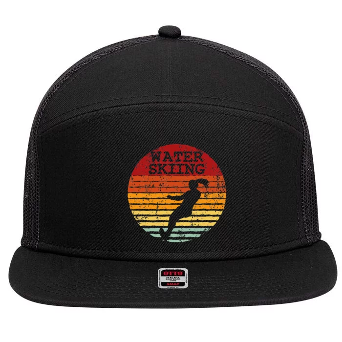 Water Skiing Retro Waterski Vintage Waterskiing Sunset Ski 7 Panel Mesh Trucker Snapback Hat