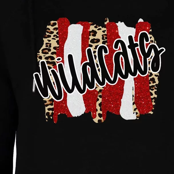 Wildcats Splash Red White Black School Spirit Womens Funnel Neck Pullover Hood