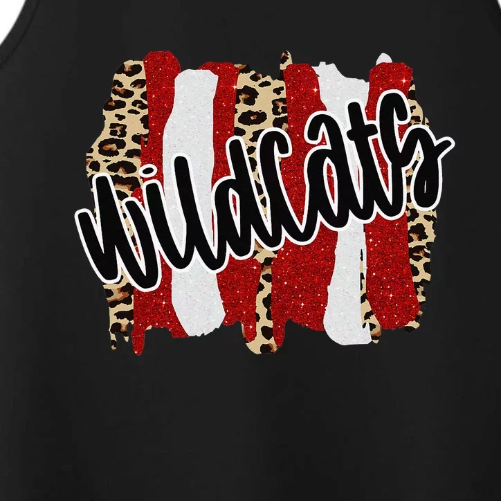 Wildcats Splash Red White Black School Spirit Performance Tank