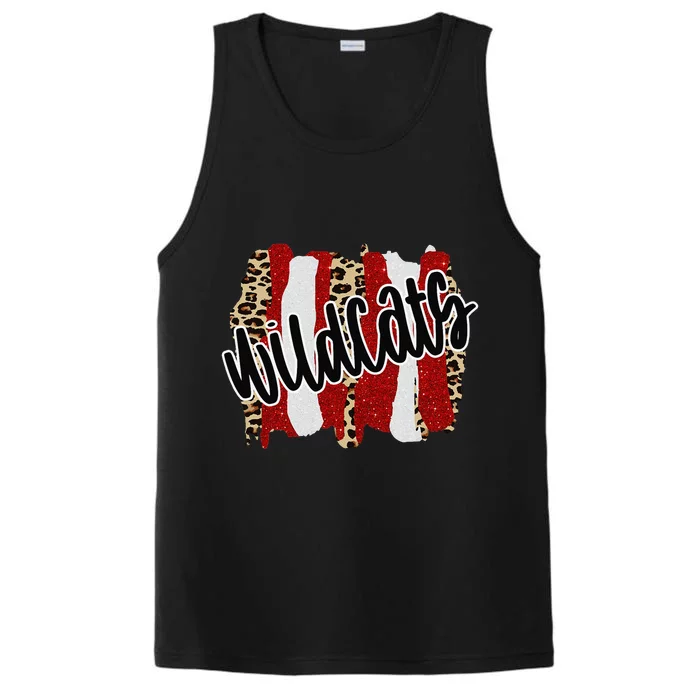 Wildcats Splash Red White Black School Spirit Performance Tank