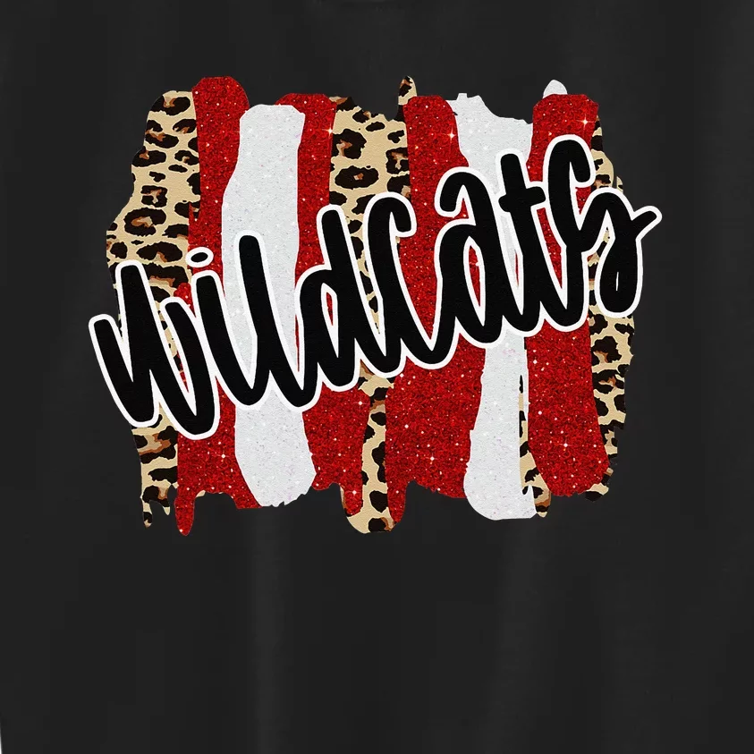 Wildcats Splash Red White Black School Spirit Kids Sweatshirt