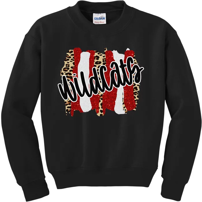 Wildcats Splash Red White Black School Spirit Kids Sweatshirt