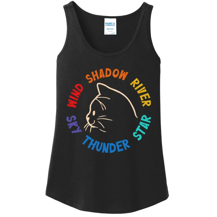 Wind Shadow River Star Thunder Sky Cat Feline Ladies Essential Tank