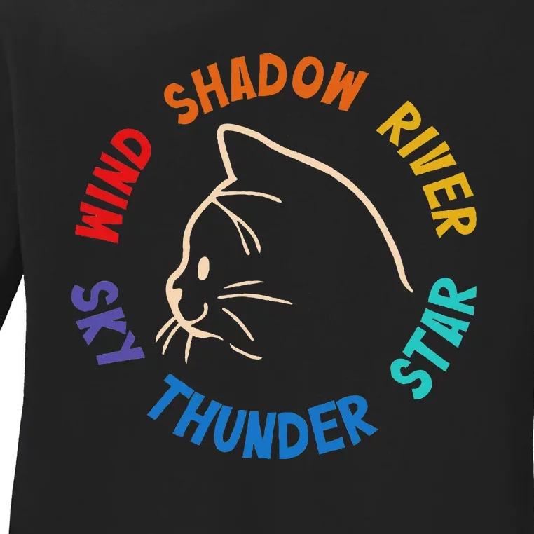 Wind Shadow River Star Thunder Sky Cat Feline Ladies Long Sleeve Shirt