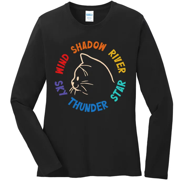 Wind Shadow River Star Thunder Sky Cat Feline Ladies Long Sleeve Shirt