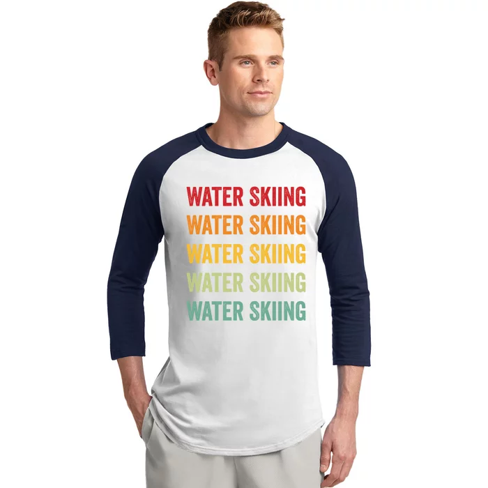 Water Skiing Rainbow Design Water Skiing Sport Colorful Gift Baseball Sleeve Shirt