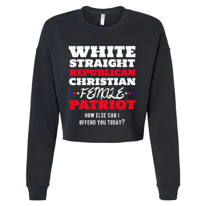 White Straight Republican Christian Female Patriot Cropped Pullover Crew