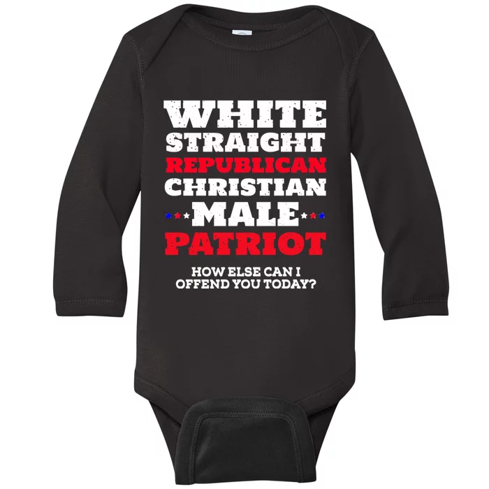 White Straight Republican Christian Male Patriot Baby Long Sleeve Bodysuit