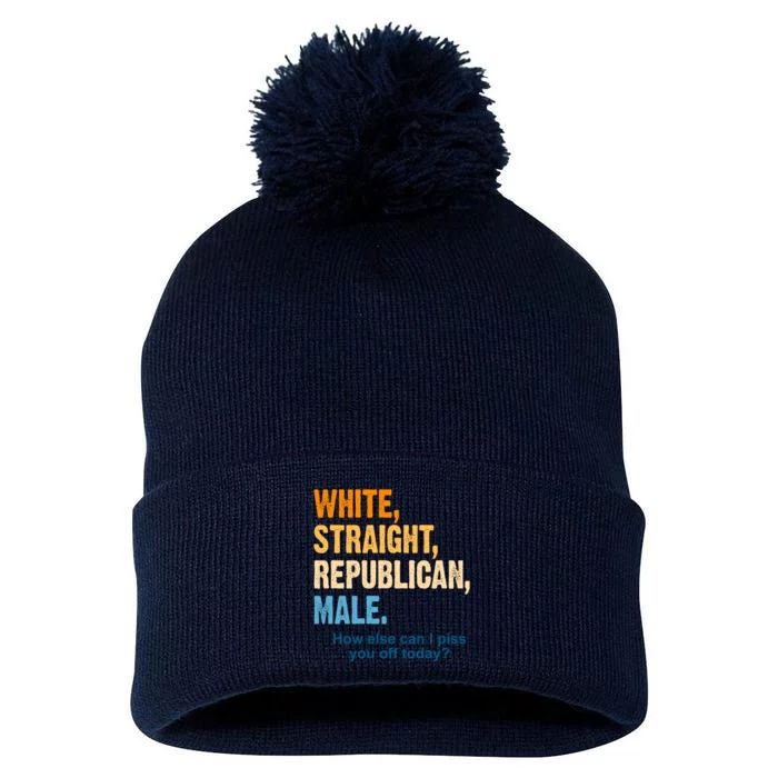 White Straight Republican Male Piss You Off Funny Pom Pom 12in Knit Beanie