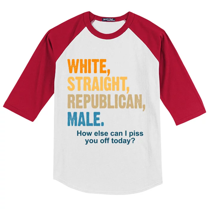 White Straight Republican Male Piss You Off Funny Kids Colorblock Raglan Jersey