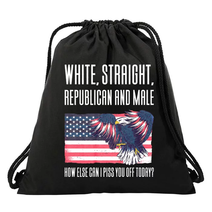 White Straight Republican Male Drawstring Bag