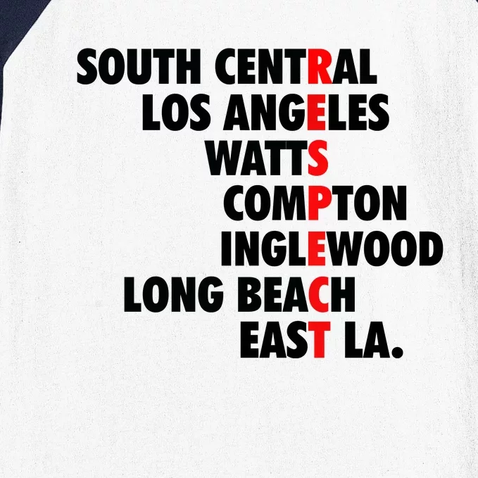 West Side RESPECT Los Angeles Watts Compton Long Beach Baseball Sleeve Shirt