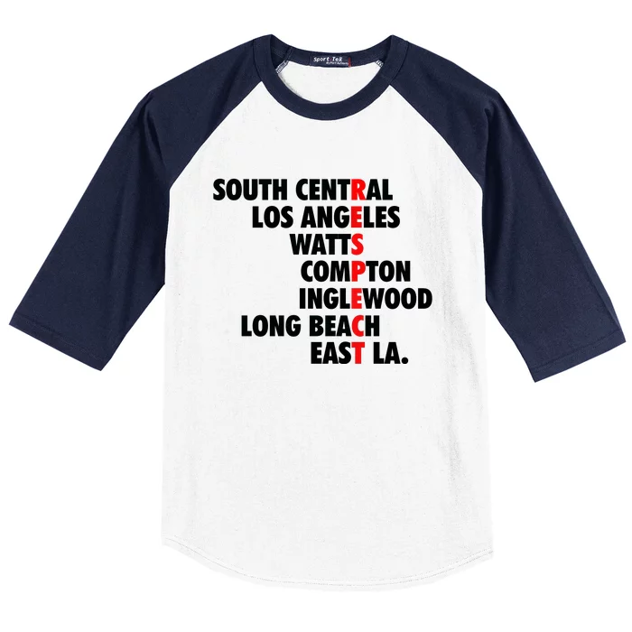 West Side RESPECT Los Angeles Watts Compton Long Beach Baseball Sleeve Shirt