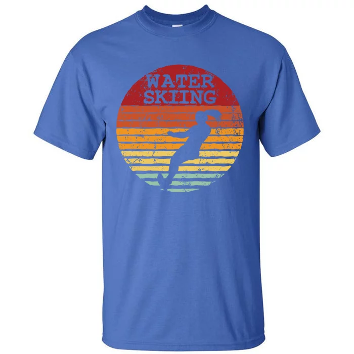 Water Skiing Retro Waterski Vintage Waterskiing Sunset Ski Gift Tall T-Shirt