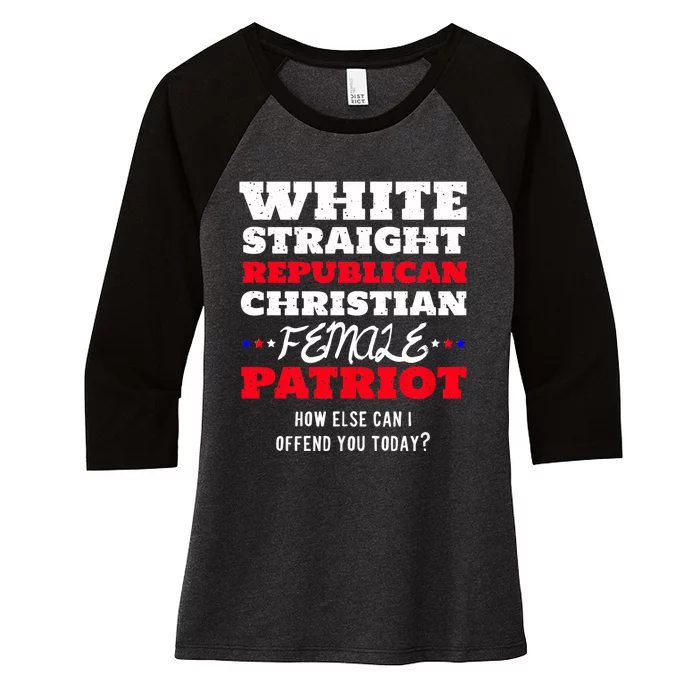 White Straight Republican Christian Female Patriot Women's Tri-Blend 3/4-Sleeve Raglan Shirt