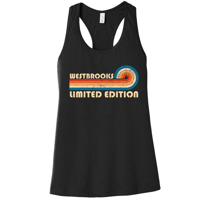 Westbrooks Surname Retro Vintage 80s 90s Birthday Reunion Women's Racerback Tank