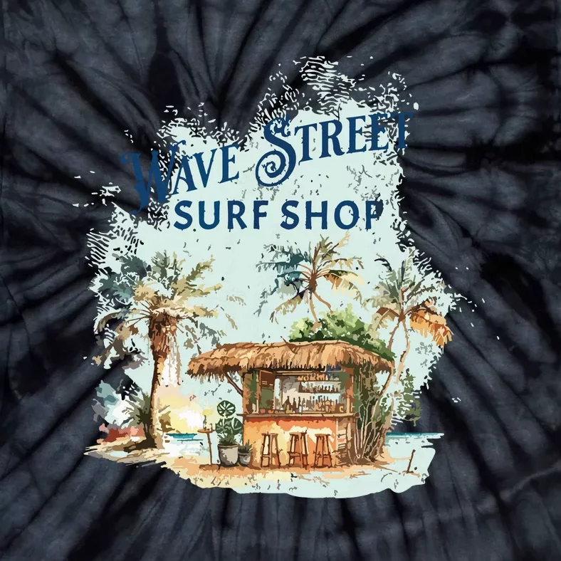 Wave Street Retro Vacation Beach Surfing Sunset Beach Hut Tie-Dye T-Shirt