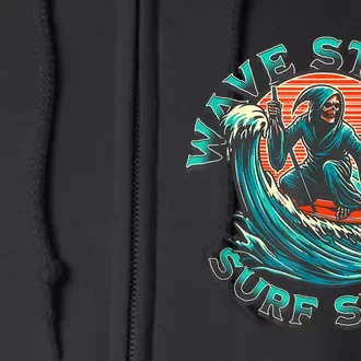 Wave Street Retro Vacation Beach Surfing Skul Full Zip Hoodie