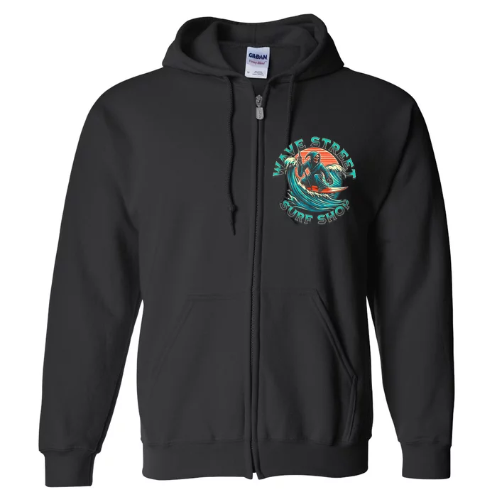 Wave Street Retro Vacation Beach Surfing Skul Full Zip Hoodie