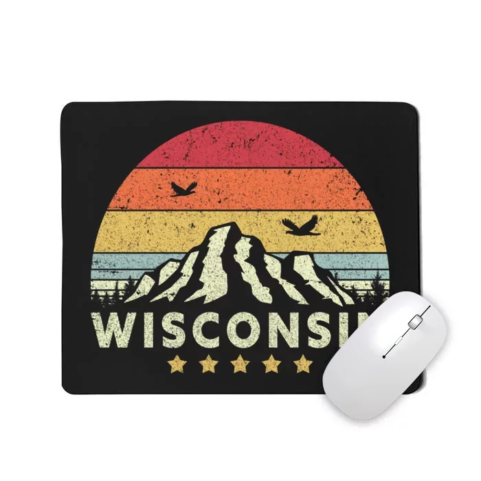 Wisconsin Shirt. Retro Style WI, USA Mousepad