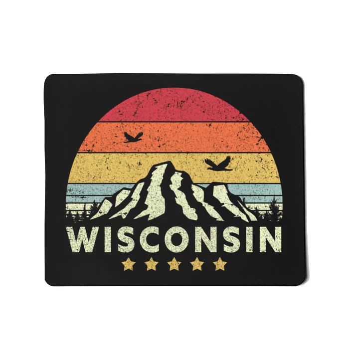 Wisconsin Shirt. Retro Style WI, USA Mousepad