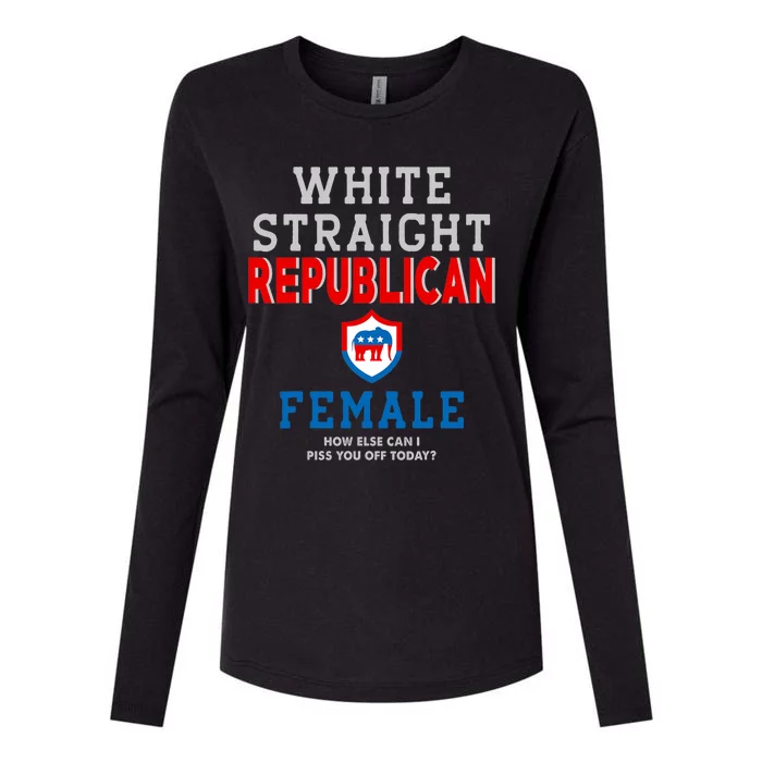 White Straight Republican Female Womens Cotton Relaxed Long Sleeve T-Shirt