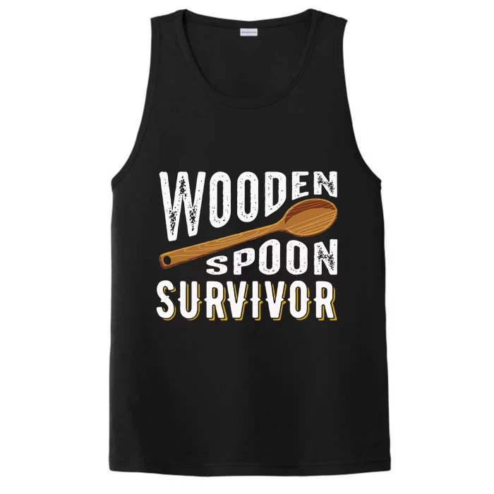 Wooden Spoon Survivor Champion Funny Gift Performance Tank