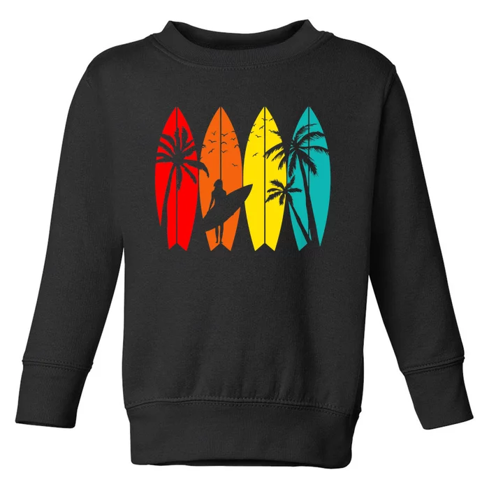 Wo Summer Surfer Vintage Surfing Surf Funny Retro Beach Dad Mom Toddler Sweatshirt