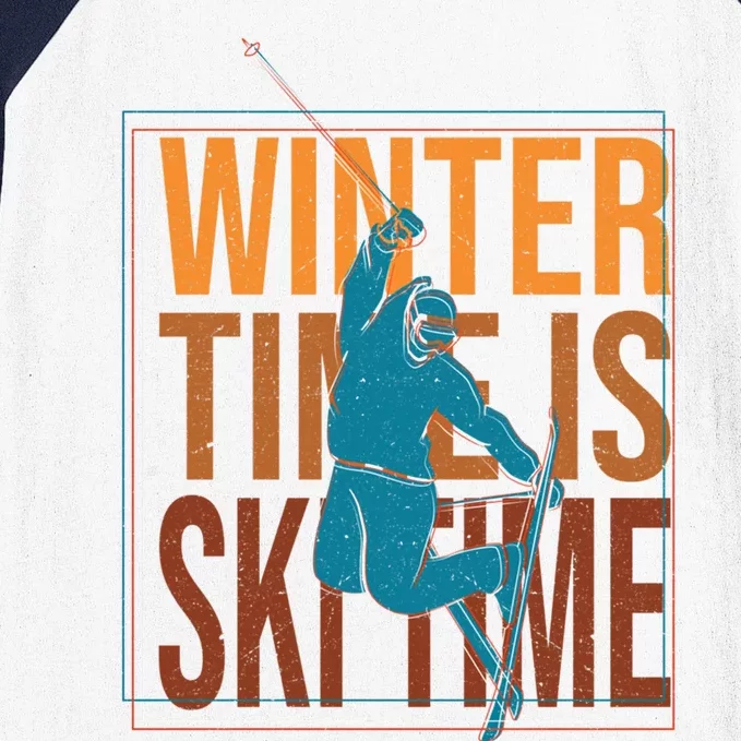 Winter Ski Skier Skiing Gift Baseball Sleeve Shirt