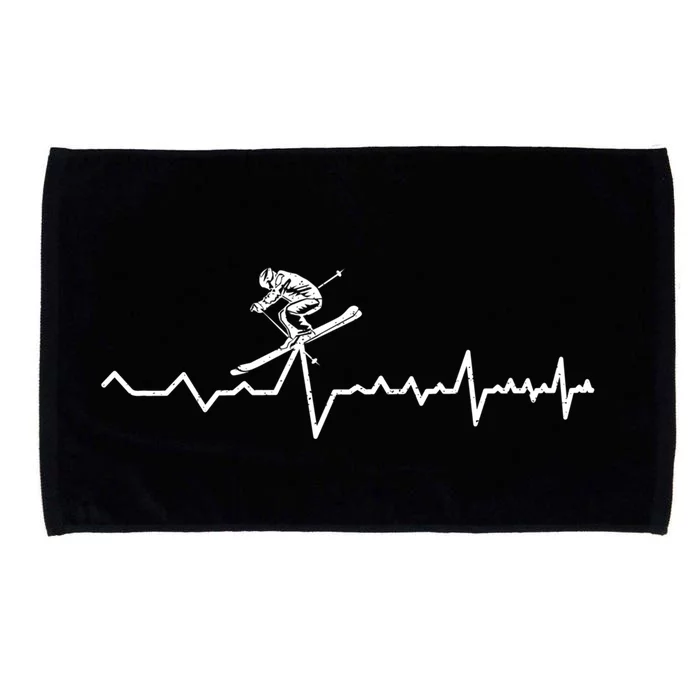 Winter Sport Ski Instructor Heartbeat Skiing Skier Ski Cute Gift Microfiber Hand Towel