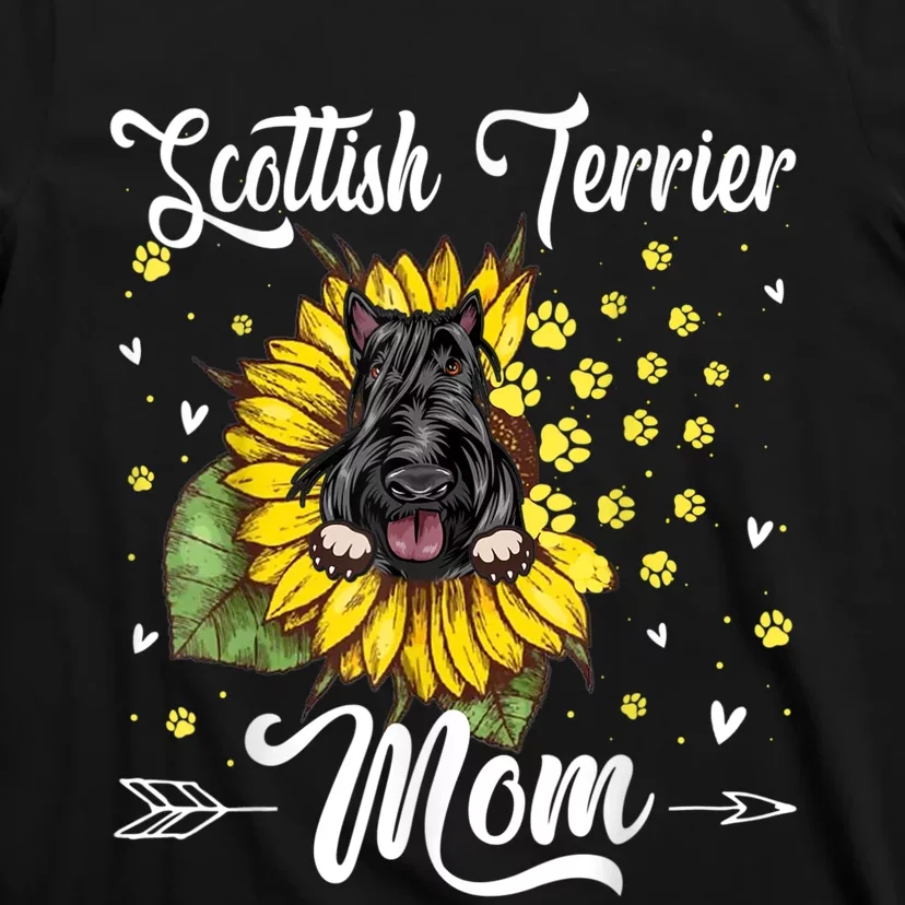 Womens Sunflower Scottish Terrier Mom Dog Lover Gift T-Shirt