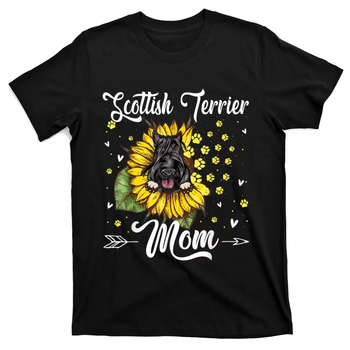 Womens Sunflower Scottish Terrier Mom Dog Lover Gift T-Shirt