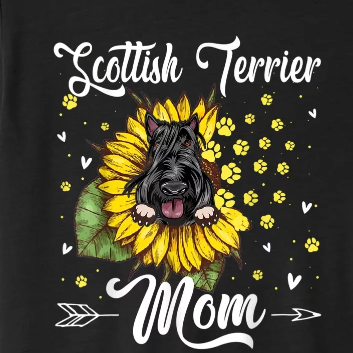 Womens Sunflower Scottish Terrier Mom Dog Lover Gift ChromaSoft Performance T-Shirt