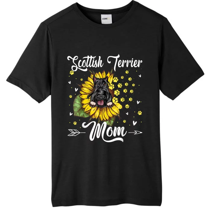 Womens Sunflower Scottish Terrier Mom Dog Lover Gift ChromaSoft Performance T-Shirt