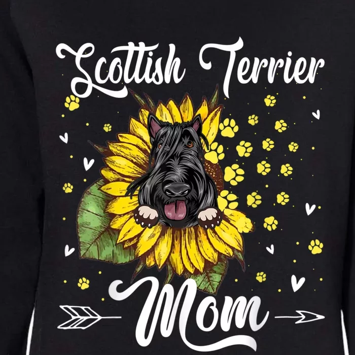 Womens Sunflower Scottish Terrier Mom Dog Lover Gift Womens California Wash Sweatshirt