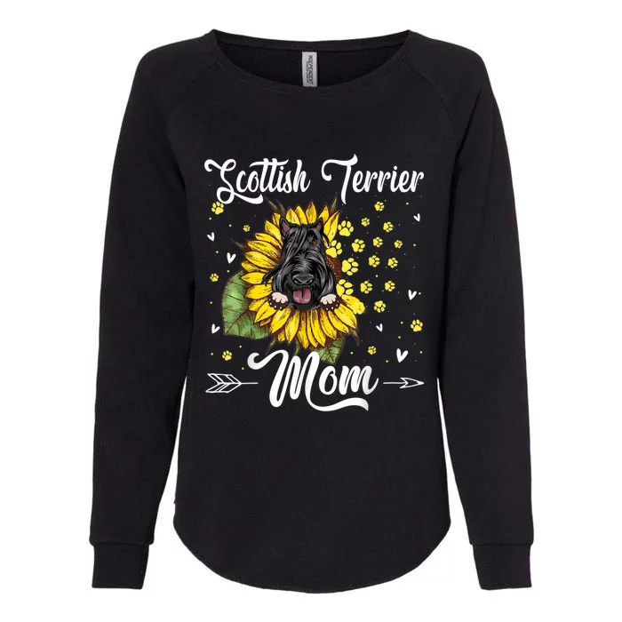 Womens Sunflower Scottish Terrier Mom Dog Lover Gift Womens California Wash Sweatshirt