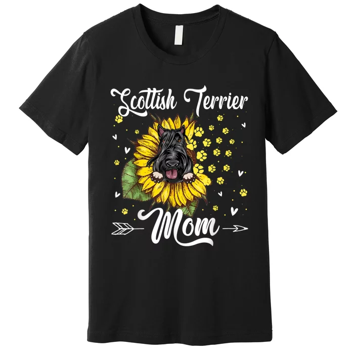 Womens Sunflower Scottish Terrier Mom Dog Lover Gift Premium T-Shirt