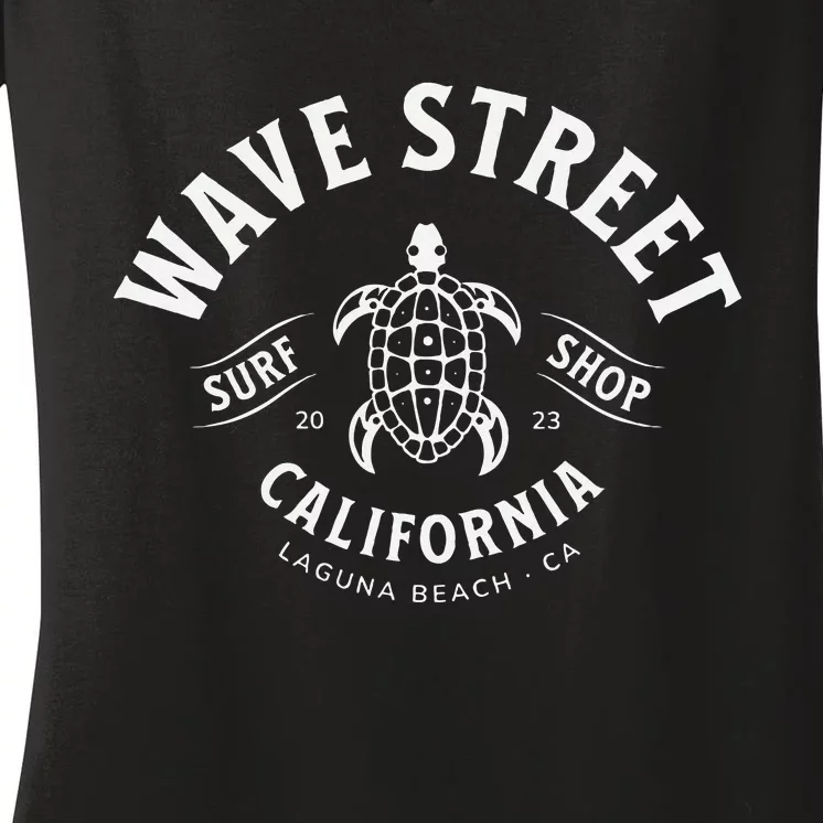 Wave Street Surf Shop Hawaiian Honu Turtle Women's V-Neck T-Shirt