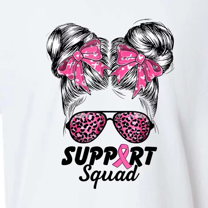 Women Support Squad Pink Warrior Messy Bun Breast Cancer Awareness Gift Sueded Cloud Jersey T-Shirt