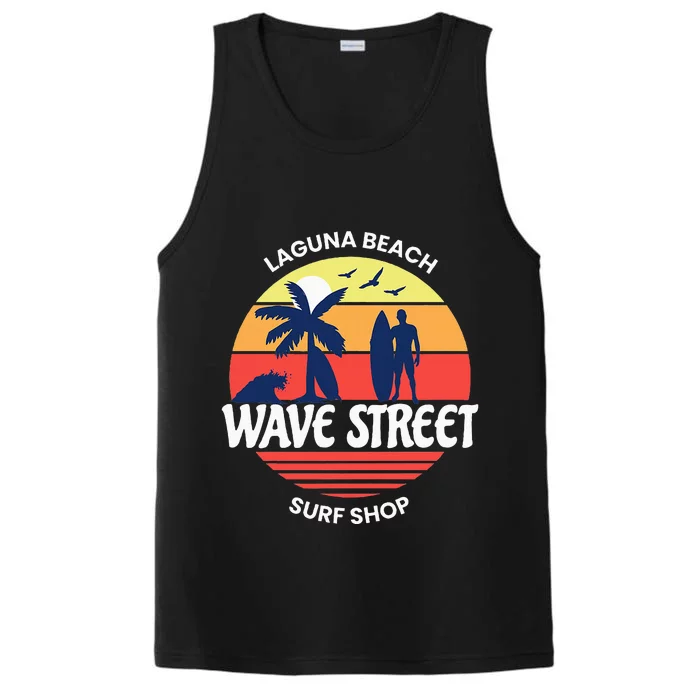 Wave Street Surf Shop Sunrise Logo Performance Tank