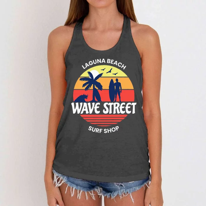 Wave Street Surf Shop Sunrise Logo Women's Knotted Racerback Tank