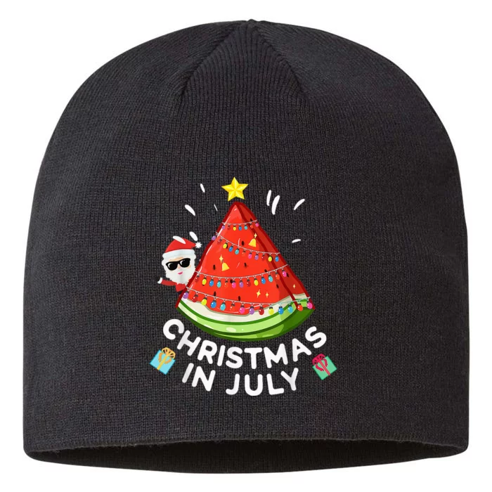 Watermelon Santa Summer Tree Christmas In July 8 1/2in Sustainable Knit Beanie