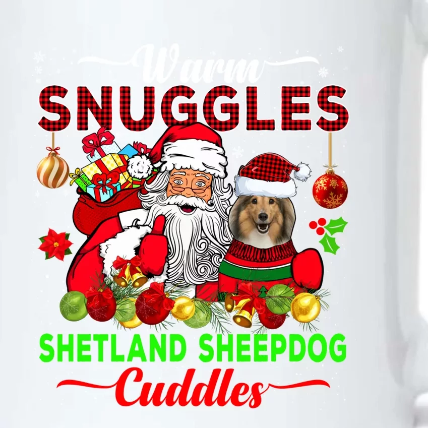 Warm Snuggles Shetland Sheepdog Cuddles Funny Santa Xmas Dog Gift Black Color Changing Mug