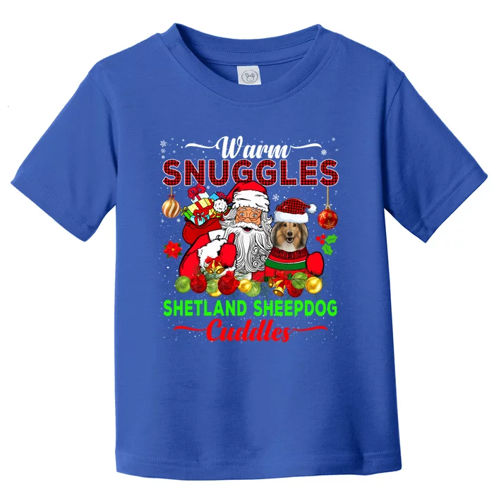 Warm Snuggles Shetland Sheepdog Cuddles Funny Santa Xmas Dog Gift Toddler T-Shirt