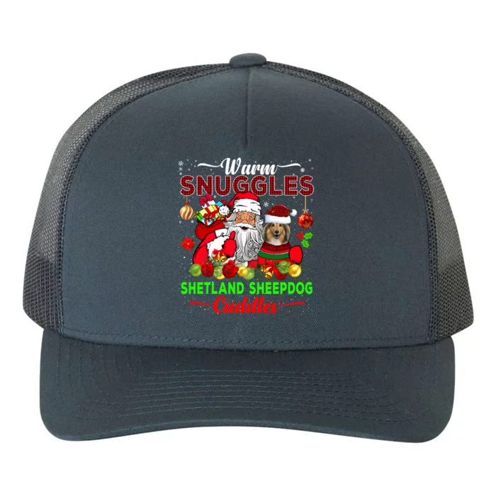 Warm Snuggles Shetland Sheepdog Cuddles Funny Santa Xmas Dog Gift Yupoong Adult 5-Panel Trucker Hat