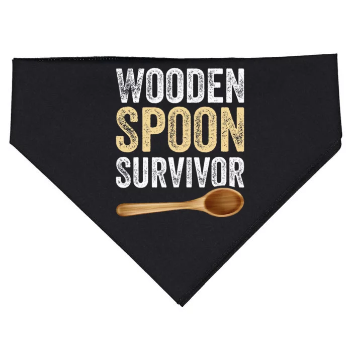 Wooden Spoon Survivor Funny Wooden Spoon Survivor Meme USA-Made Doggie Bandana