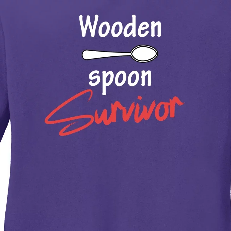 Wooden Spoon Survivor Adult Humor Ladies Long Sleeve Shirt