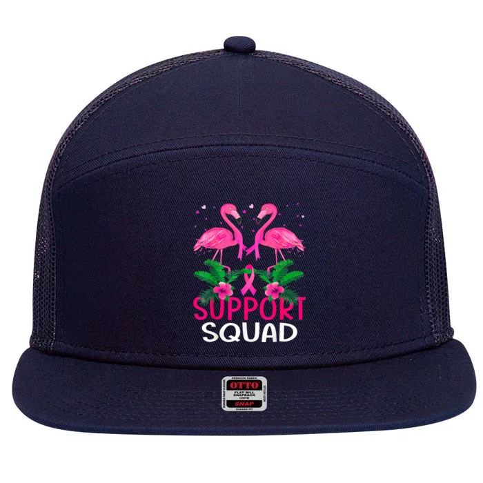 Warrior Support Squad Flamingo Breast Cancer Awareness 7 Panel Mesh Trucker Snapback Hat